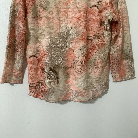 Vintage Y2K Pink Tan Lace Corset Style Regency Fairycore Fairy Boho Blouse XL - Picture 6 of 8